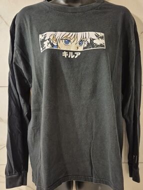 Hunter Black Long-Sleeve Crewneck Sweater with Anime Eye Graphic